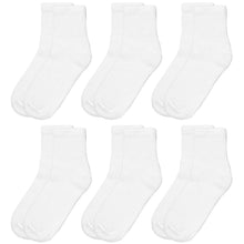 Load image into Gallery viewer, Falari Women Diabetic Socks Diabetes Edema and Circulatory Loose Fitting Cotton Quarter Socks - 6 Pairs White