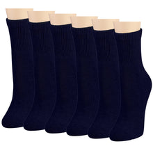 Load image into Gallery viewer, Falari Women Diabetic Socks Diabetes Edema and Circulatory Loose Fitting Cotton Quarter Socks - 6 Pairs Navy